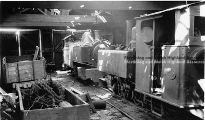 Baldwin 590 and Russell inside Dinas Engine Shed.