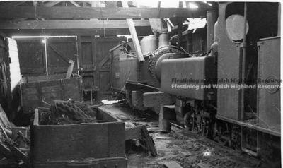 Baldwin 590 and Russell inside Dinas Engine Shed. 