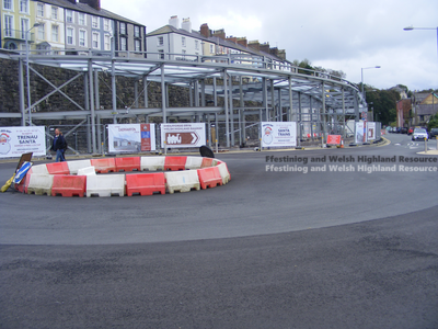 Front view of  framework of new Caernarfon Station 
