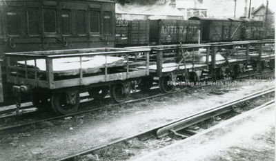 Ffestiniog Railway, frame slate wagons at Blaenau Ffestiniog. GWR and FR built.