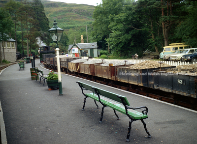Mountaineer and ballast train at Tan y Bwlch. 