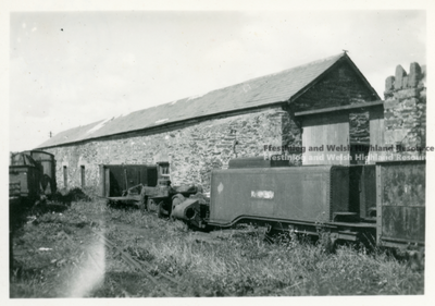 Glan y Mor yard with chassis and tanks of Taliesin