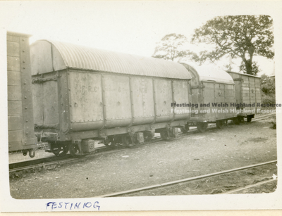 Covered Goods Vans on the Long Siding at Minffordd.